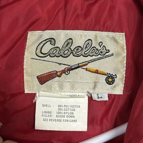 Vtg Cabelas Down Puffer Vest Mens Sz L Full Zip Pockets Black Outdoor Gorpcore - Picture 12 of 16